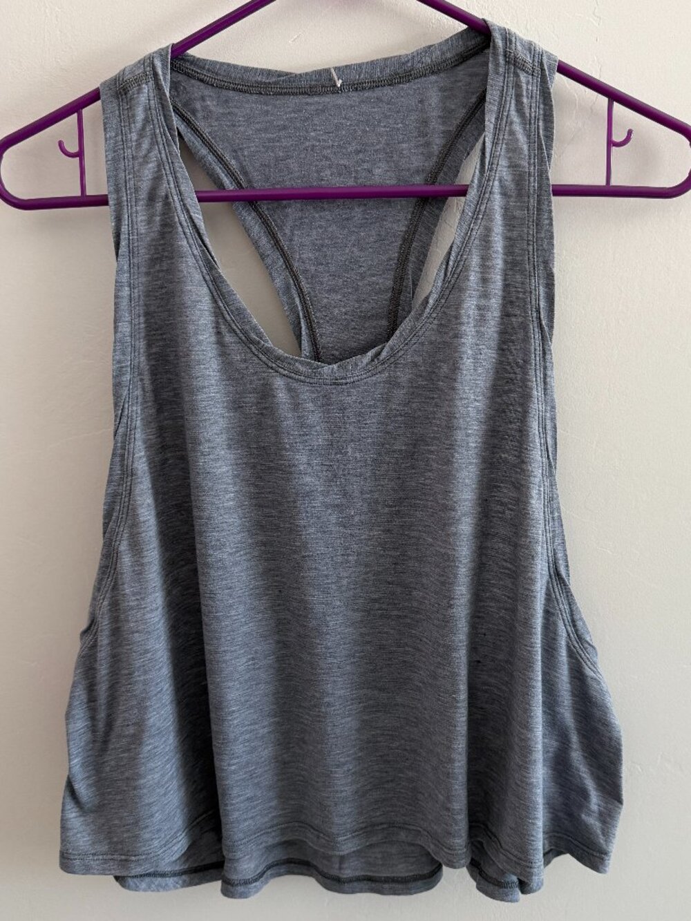 Lululemon Crop Racerback Tank Stretch Gray Womens Yoga Running Gym Size 8/10